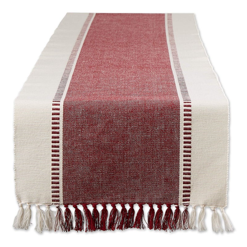 DII Dobby Stripe Woven Table Runner 13x72inch Redwood