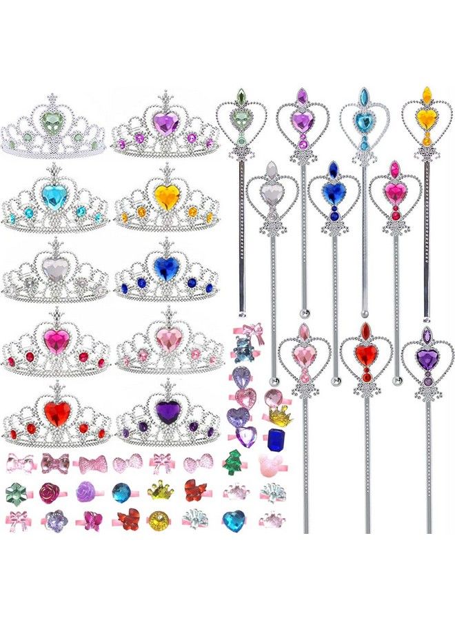 Yosbabe مجموعة مكونة من 56 قطعة من تيجان الأميرات والعصي والخواتم للفتيات الصغيرات، مجموعة لعب زي الأميرة للفتيات الصغيرات، هدايا حفلات التظاهر بزي الهالوين - Image 2