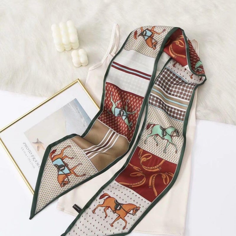Julunar Hair Scarf for Women Silky Long Neck Head Scarves Purse Bag Scarfs for Handbag Satin Headscarf - Image 3
