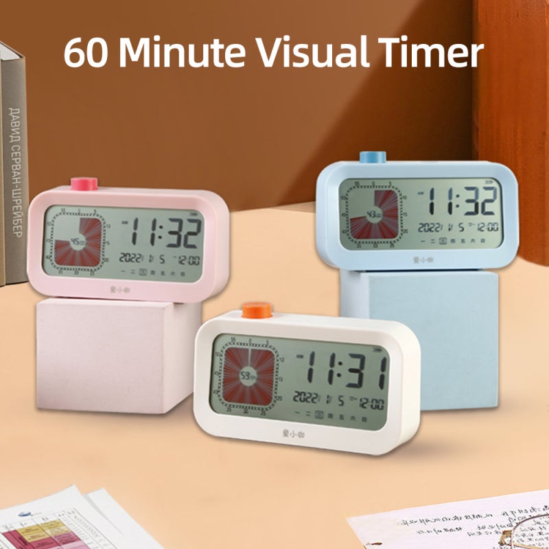 Visual Timer: Blue 4-In-One Dual Display With Clear LCD Screen - Silent Operation Long Standby Visual Timer For Kids For Home Study Daily Scheduling - Image 3