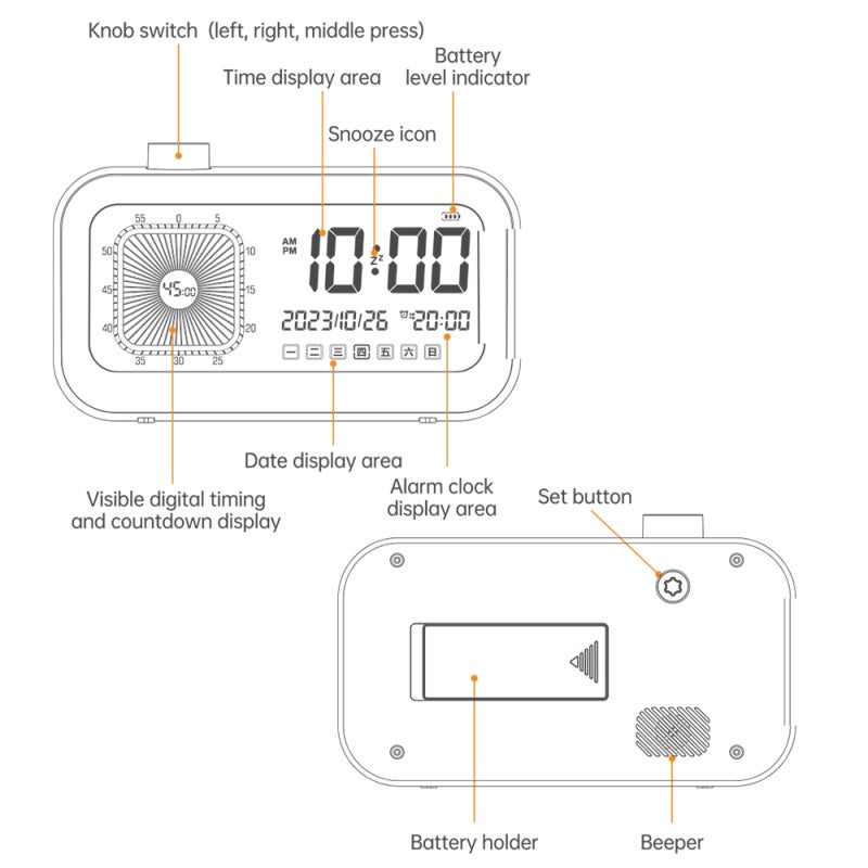 Visual Timer: Blue 4-In-One Dual Display With Clear LCD Screen - Silent Operation Long Standby Visual Timer For Kids For Home Study Daily Scheduling - Image 2