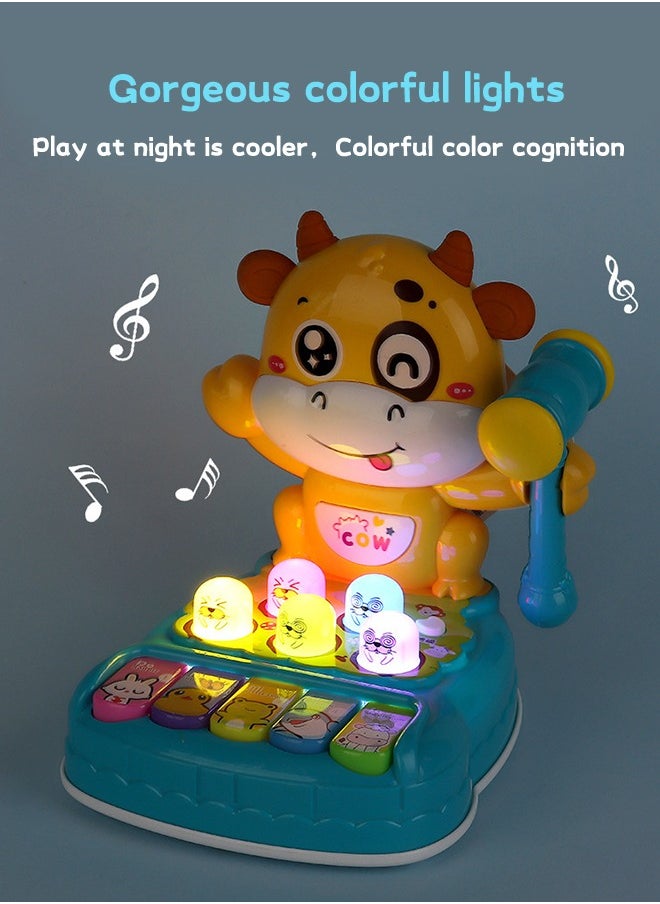 GROIC 2-In-1 Whack-a-Mole Game Piano Toys Whack A Cattle Game Hammering & Pounding Toys for Toddlers with Hammer Music and Light Interactive Early Education Toy Music Light Up Toys  - Image 5