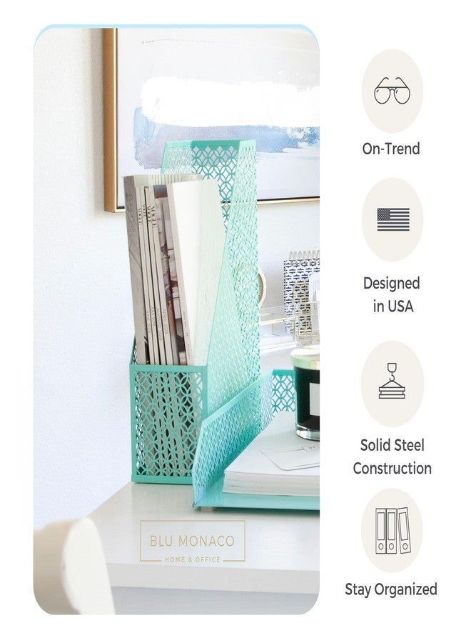 BLU MONACO Aqua - Teal 6 Piece Cute Desk Organizer Set - Desk Organizers and Accessories for Women - Cute Office Desk Accessories - Desktop Organization - Image 4