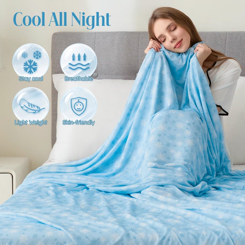 OIGAE Cooling Blanket for Hot Sleepers - Soft & Lightweight Summer Cold Blanket for Night Sweats | Perfect for Bed, Couch, Sofa (Blue, Throw 50" x 70") - Image 5