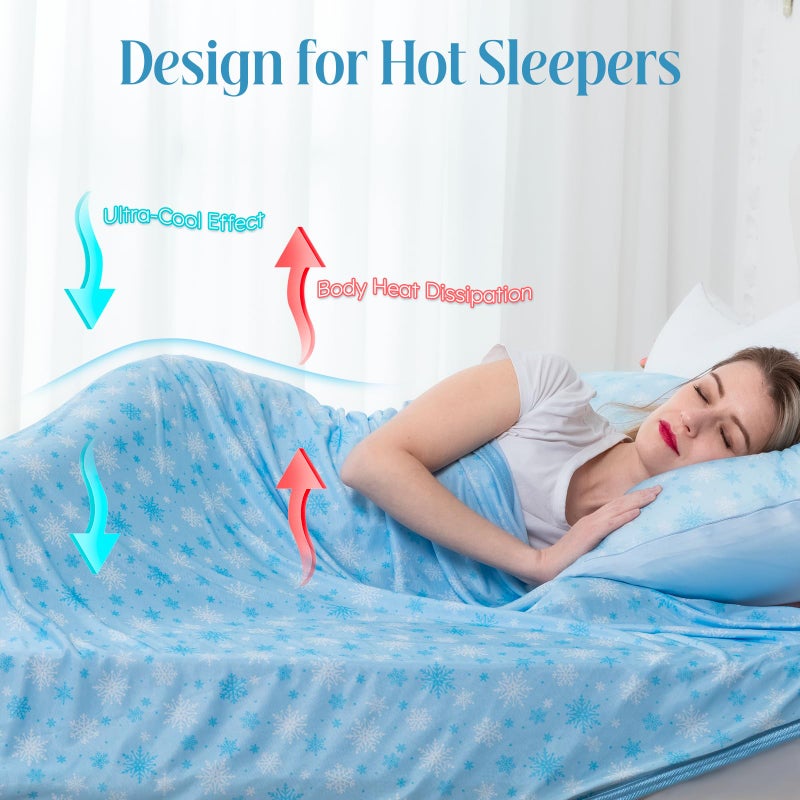 OIGAE Cooling Blanket for Hot Sleepers - Soft & Lightweight Summer Cold Blanket for Night Sweats | Perfect for Bed, Couch, Sofa (Blue, Throw 50" x 70") - Image 4