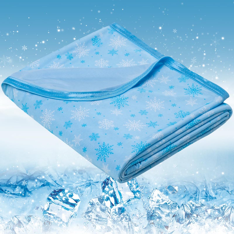 OIGAE Cooling Blanket for Hot Sleepers - Soft & Lightweight Summer Cold Blanket for Night Sweats | Perfect for Bed, Couch, Sofa (Blue, Throw 50" x 70") - Image 1