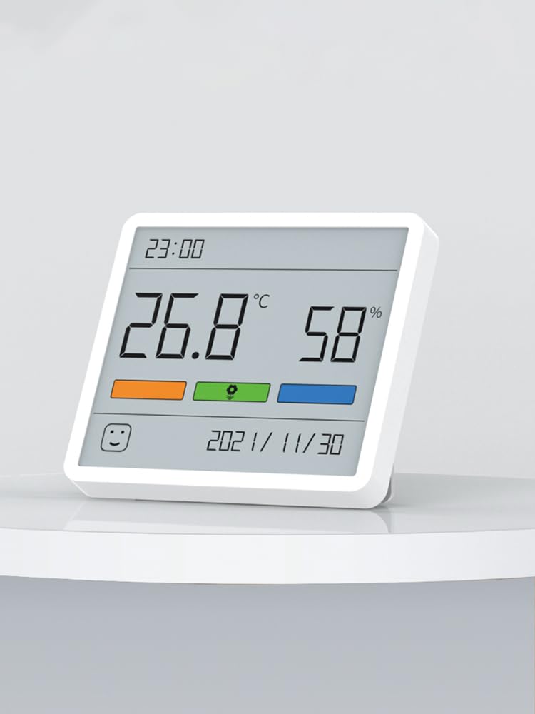 ATuMan TH1Digital Hygrometer Indoor Thermometer with Temperature Monitor With High Accuracy Sensor LCD Display Large Display Date Clock for Kitchen Baby Room Office (White) - Image 2