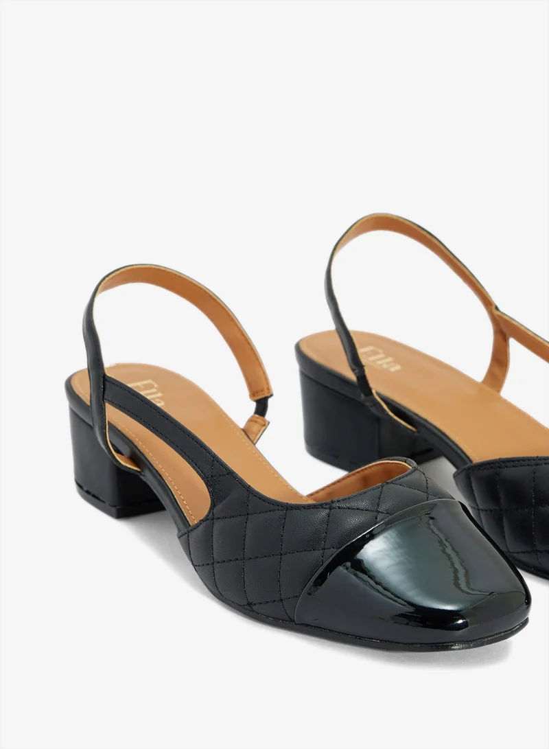 Ella Black Block Heeled Slingback  Pump for Women | Best Price UAE