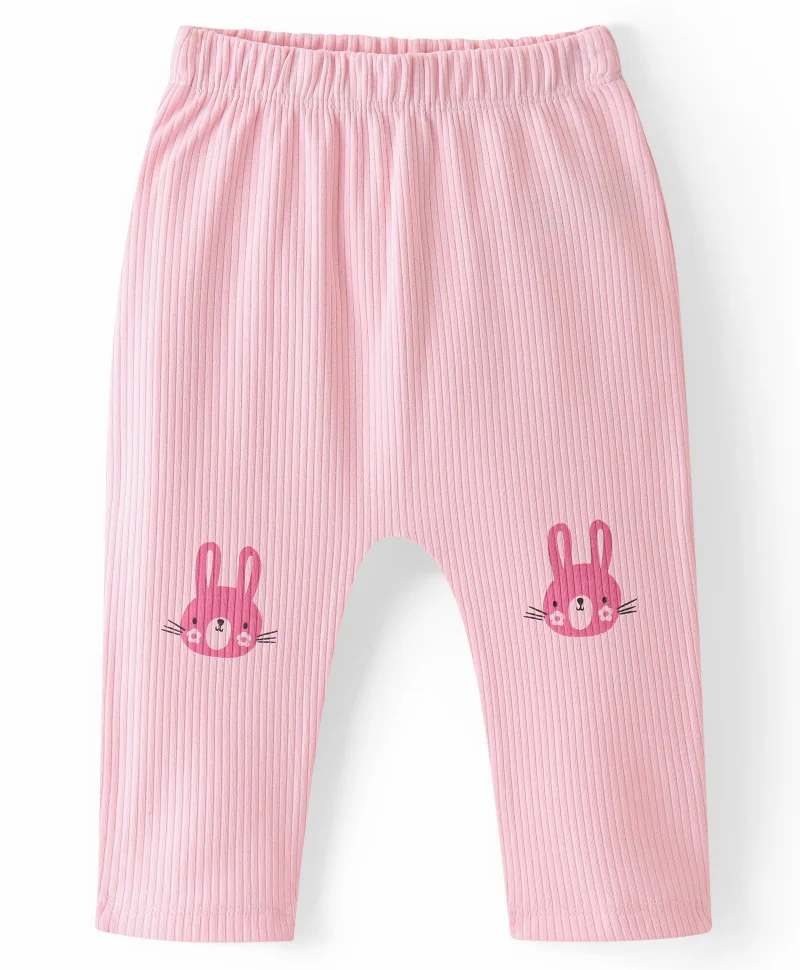 Bonfino Bonfino 100% Cotton Knit Full Length Diaper Legging Solid Color & Turtle Print Pack Of 3 - Blue Lilac & Light Pink