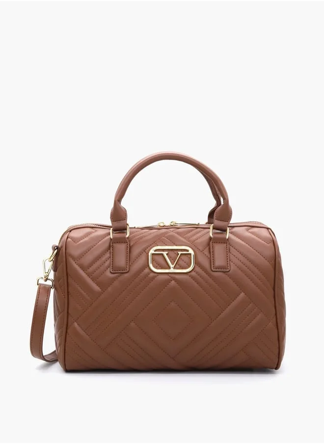 V إيطاليا Quilted Tote Bag with Detachable Strap and Zip Closure