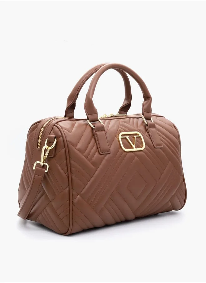 V إيطاليا Quilted Tote Bag with Detachable Strap and Zip Closure