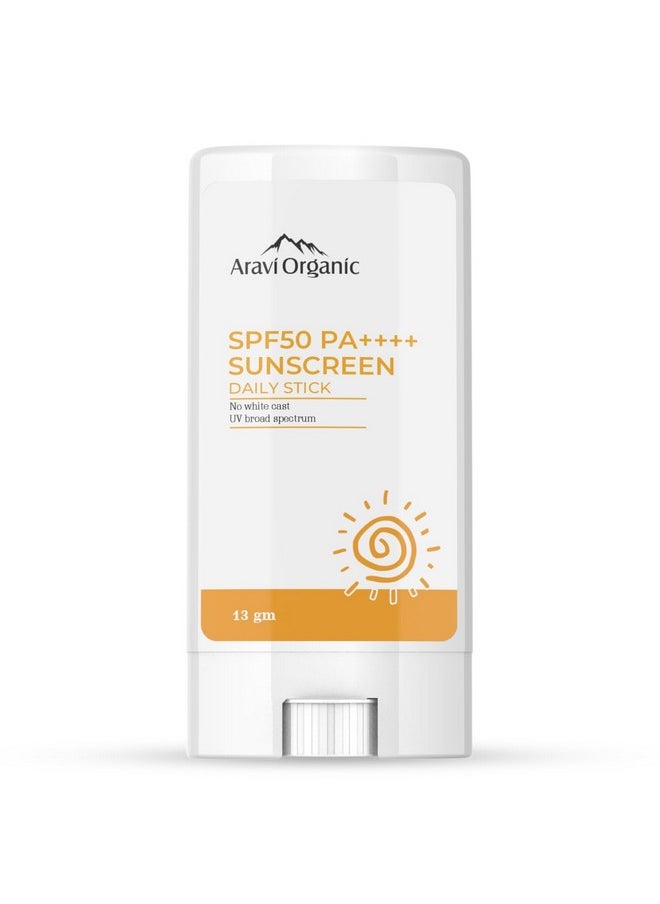 Aravi Organic Spf 50 Glow Sunscreen Stick Broad Spectrum With Pa++++ Uva & Uvb Protection With No White Cast For Men & Women 13 Gm  - Image 1