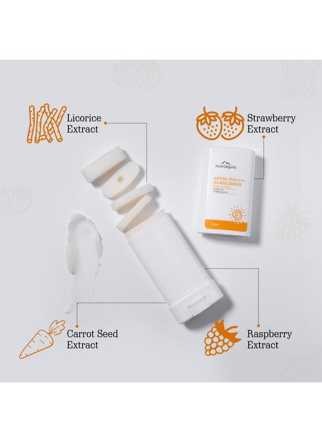 Aravi Organic Spf 50 Glow Sunscreen Stick Broad Spectrum With Pa++++ Uva & Uvb Protection With No White Cast For Men & Women 13 Gm  - Image 3