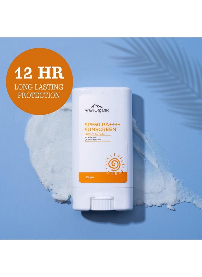 Aravi Organic Spf 50 Glow Sunscreen Stick Broad Spectrum With Pa++++ Uva & Uvb Protection With No White Cast For Men & Women 13 Gm  - Image 5