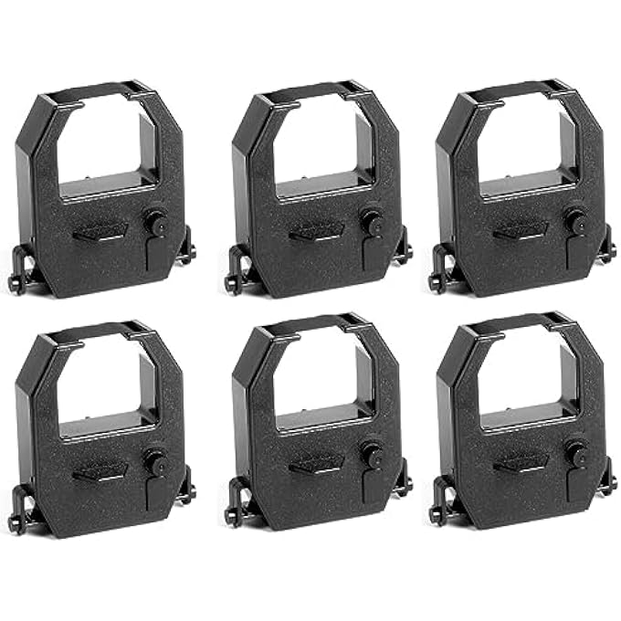 (6 PACK) AMANO TCX AND PIX TIME CLOCK RIBBON, ALL MODELS, BLACK INK - Image 1
