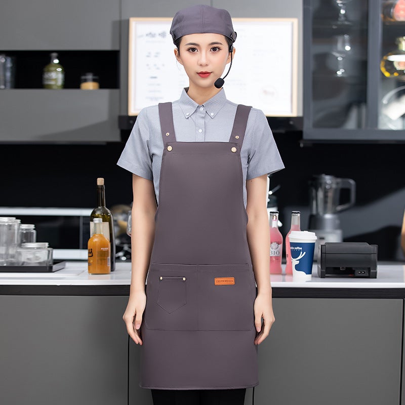 New Waterproof Apron For Catering, Customized Logo Printing, Coffee And Milk Tea Shop Waiter Apron, Women'S Work Clothes - Image 4
