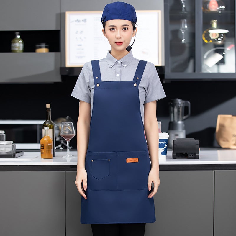 New Waterproof Apron For Catering, Customized Logo Printing, Coffee And Milk Tea Shop Waiter Apron, Women'S Work Clothes - Image 1