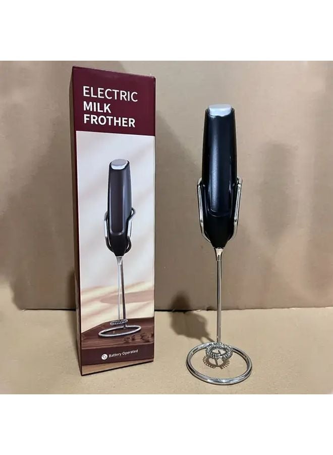 Electric Milk Frother Black Stand Battery Powered Mini Coffee Tea Maker - Image 1