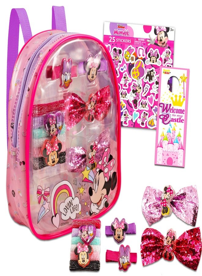 Minnie طقم إكسسوارات ميني ماوس - مجموعة شعر مكونة من 10 قطع مع أربطة، مشابك، ملصقات، حقيبة، والمزيد - Image 1