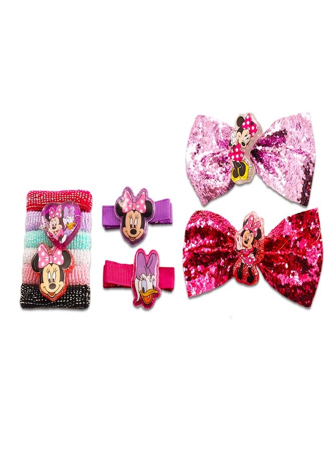 Minnie طقم إكسسوارات ميني ماوس - مجموعة شعر مكونة من 10 قطع مع أربطة، مشابك، ملصقات، حقيبة، والمزيد - Image 2