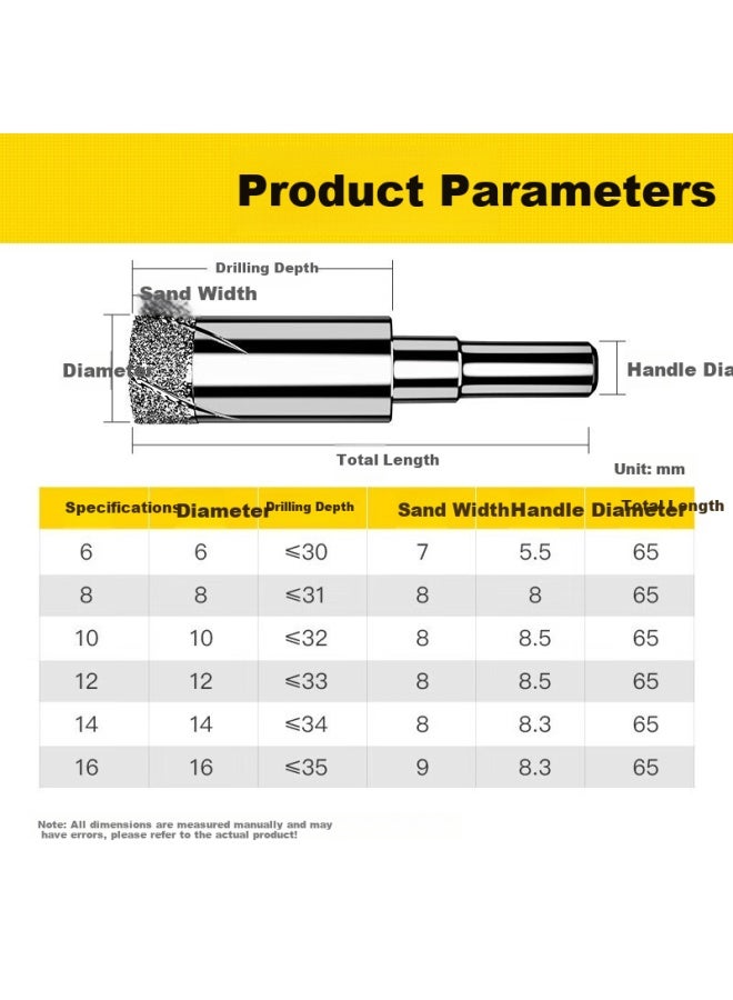 Huhao Glass Drill Bit, Dry Tile Hole Opener, Drilling Tool, 6mm 10 Full Ceramic, Specialized For Drilling Holes In Porcelain And Marble - Image 2