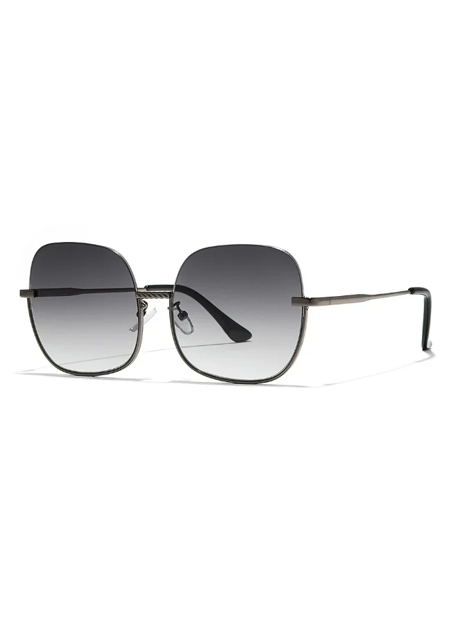 Blackout BlackOut GEO Women Gray Sunglasses - Frame Material: Metal- Frame Color: Gray-Lens Color: Black  - Full Rim