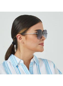 Blackout GEO Women Gray Sunglasses - Frame Material: Metal- Frame Color: Gray-Lens Color: Black  - Full Rim  - Image 5