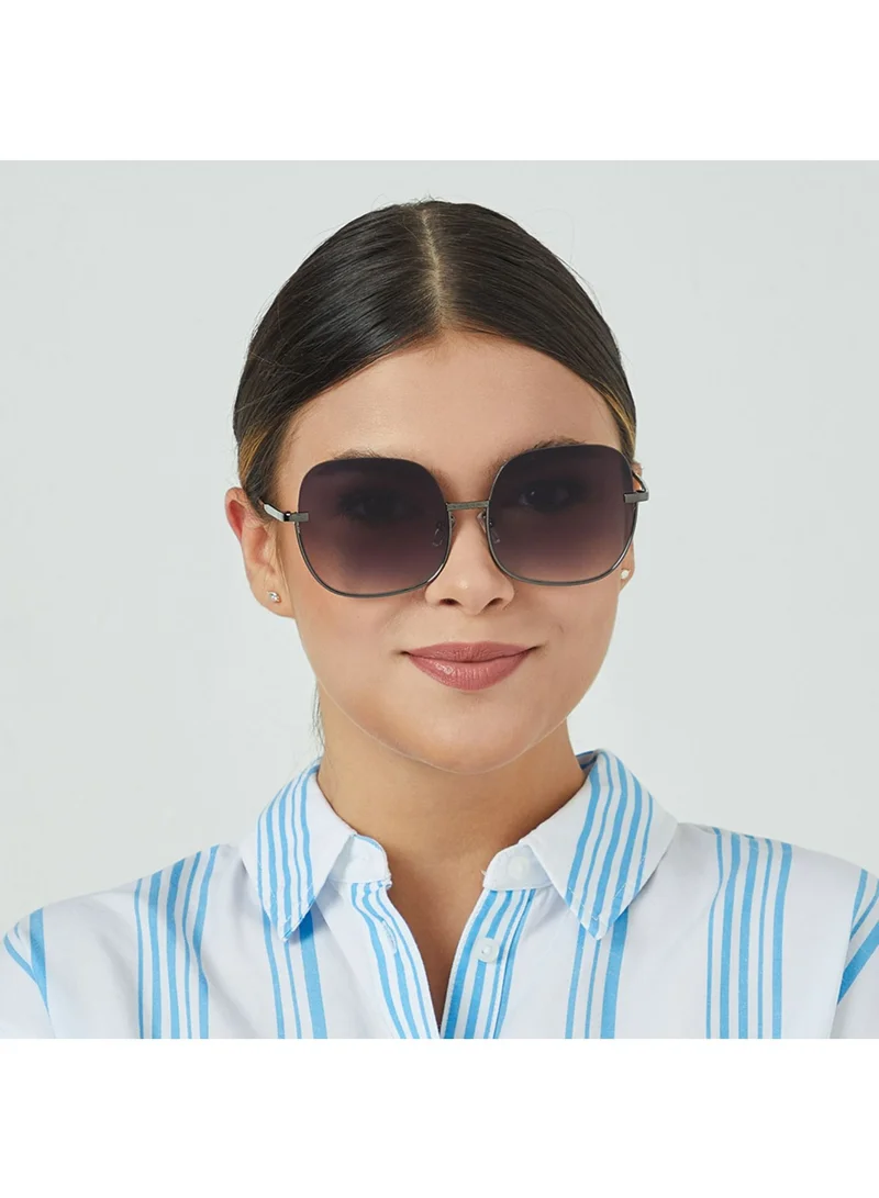 Blackout GEO Women Gray Sunglasses - Frame Material: Metal- Frame Color: Gray-Lens Color: Black  - Full Rim