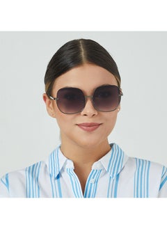 Blackout GEO Women Gray Sunglasses - Frame Material: Metal- Frame Color: Gray-Lens Color: Black  - Full Rim  - Image 4
