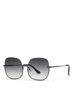 Blackout GEO Women Gray Sunglasses - Frame Material: Metal- Frame Color: Gray-Lens Color: Black  - Full Rim  - Image 2