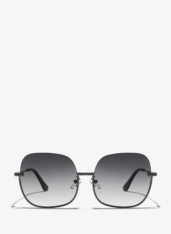 Blackout BlackOut GEO Women Gray Sunglasses - Frame Material: Metal- Frame Color: Gray-Lens Color: Black  - Full Rim