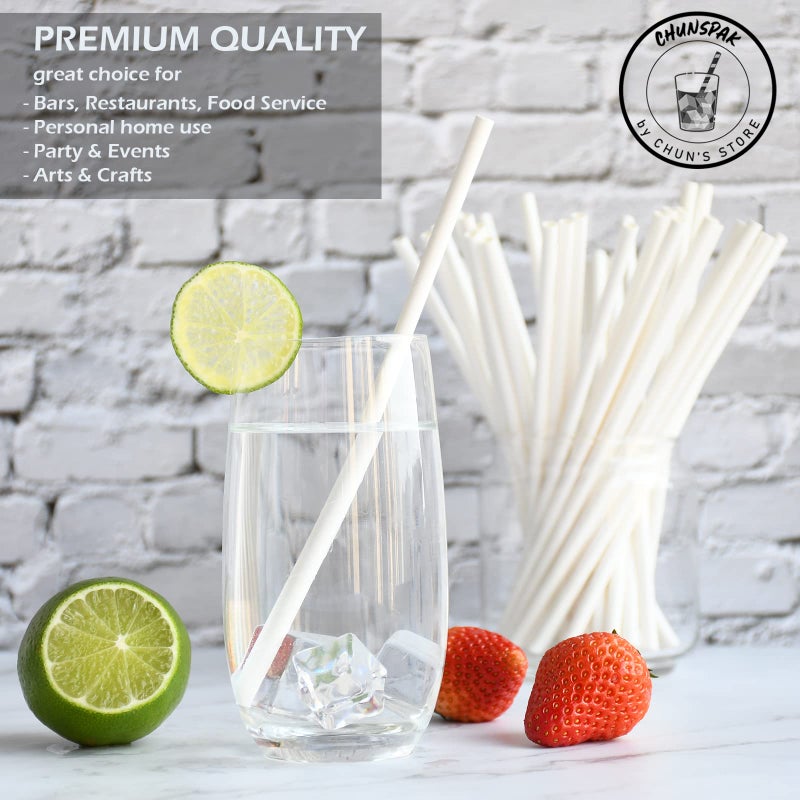 chunspak White Paper Drinking Straws Bulk  1000 Counts  7.75"" Long  0.24"" Diameter - Restaurants and Bars Pack - Image 3