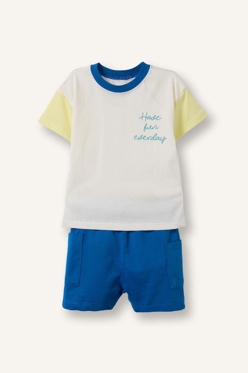 DeFacto Beige BabyBoy 2 piece Regular Fit Slogan Set Casual - Image 4