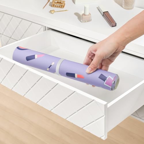 Aphlos Dual-Sided Waterproof Synthetic Leather Makeup Mat for Desk, Makeup Station, Crafts, Multi-Use Scratch & Stain Resistant Surface Protector Pad for Vanity, Desktop, Craft Table (Purple Cartoon) - Image 2