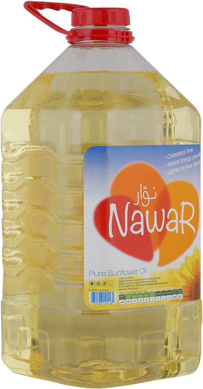 Nawar Pure Sunflower Oil, 5 Liters - Cholesterol Free, Enriched with Vitamins A & D3 - Image 2
