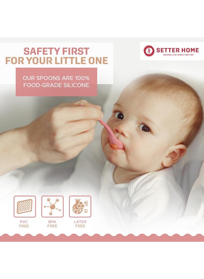 SETTER HOME Best Soft Silicone Baby Spoons Dishwasher-Safe Silicone Bendable Baby Feeding Spoon Infant First Stage Silicone Training Spoon, Assorted Colors (Multicolored Matte) (Soft Colors) - Image 5