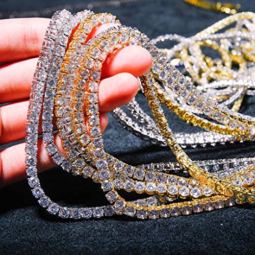 JINAO 18k Gold Plated 1 Row 6mm Lab Simulated Diamond Iced Out Cubic Zirconia Chain Men's Hip Hop Tennis Necklace Chain 18 Inch - Image 3