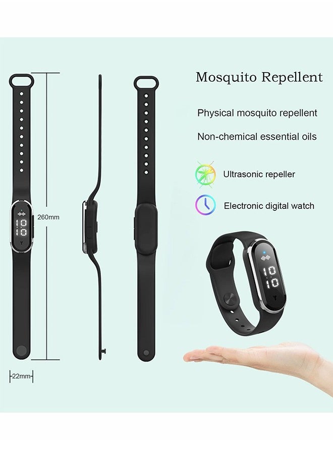 OULIYO - Multifunction Electronic Anti Mosquito Repeller Wristband Watch with USB Charging Cable Suitable, Mosquito Repellent + Time + Step Counting + Temperature Measurement - Image 1