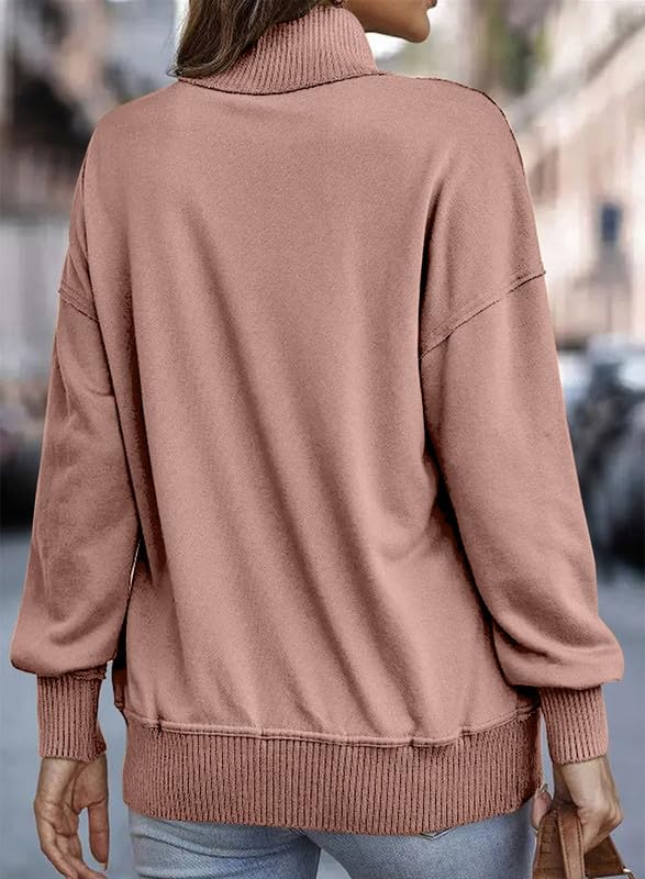 Shein SHEWIN Womens Sweatshirt Casual Long Sleeve Lightweight Sweatshirts Loose Button V Neck Pullover Tops Fall Clothes for Women 2025,US 8-10(M),Pink - Image 3