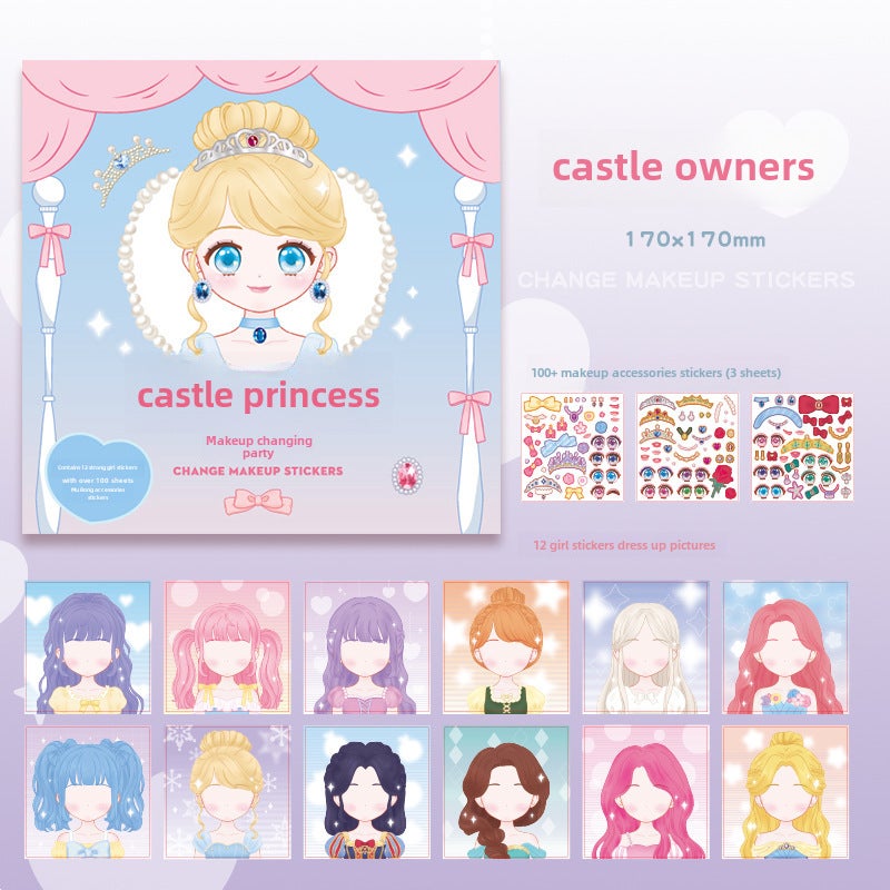 Kababear Dress-Up Sticker Notebook for Girls Castle Princess 