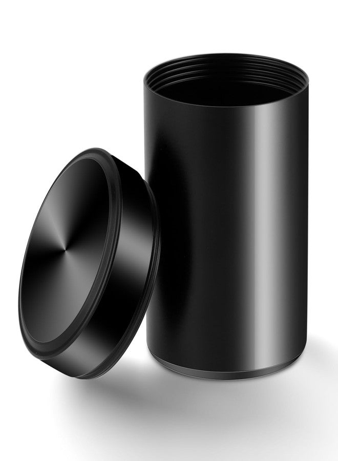 WLLHYF Portable Metal Small Pill Case, Round Alloy Pill Holder Pocket Small Pill Box Waterproof Medicine Organizer Bottle Container for Travel Outdoor Vitamin Fish Oils (Black) - Image 1