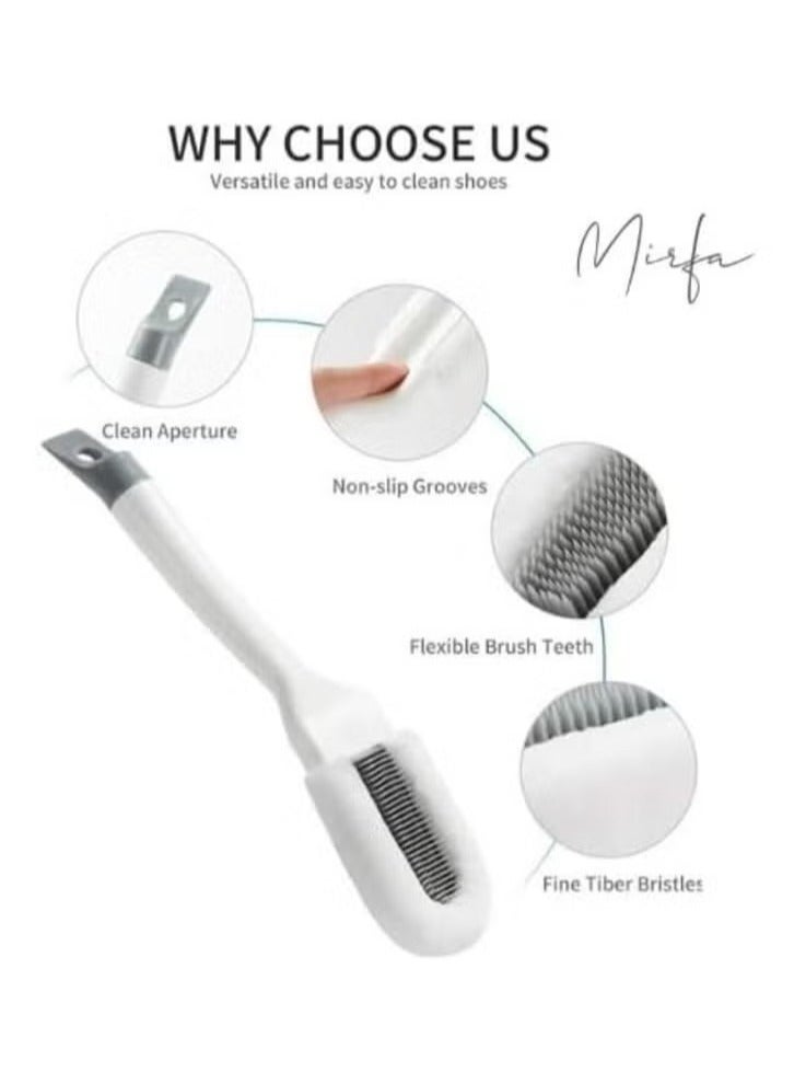 Shoe Cleaning Soft Bristle Brush With Long Hangable Handle (White)  - Image 2