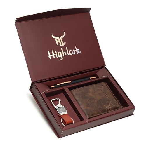 Highlark Premium Wallet, Pen & Keychain Gift Set for Men | Luxury Leather Slim Wallet with Executive Pen & Stylish Key Holder | Elegant Combo for Birthday, Anniversary & Corporate Gifting - Image 1