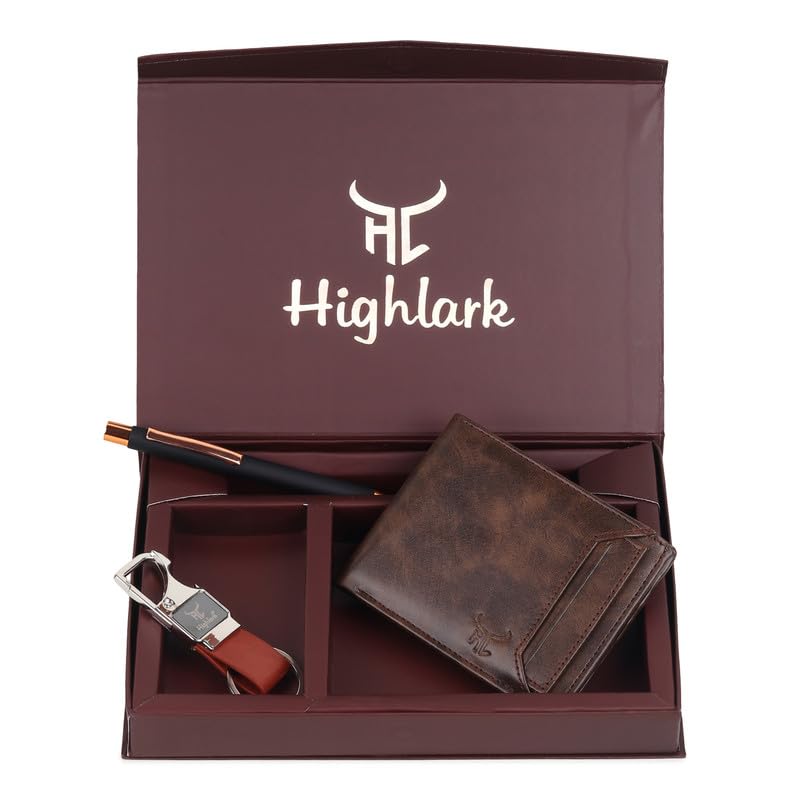 Highlark Premium Wallet, Pen & Keychain Gift Set for Men | Luxury Leather Slim Wallet with Executive Pen & Stylish Key Holder | Elegant Combo for Birthday, Anniversary & Corporate Gifting - Image 2