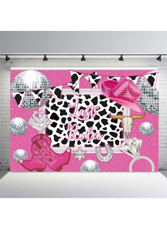 MEHOFOND Disco Cowgirl Bachelorette Party Backdrop Brides Last Rodeo Bachelorette Party Decorations Hoe Down Western Bridal Shower Background Party Supplies Cake Table Photo Banner Props 7X5Ft  - Image 2