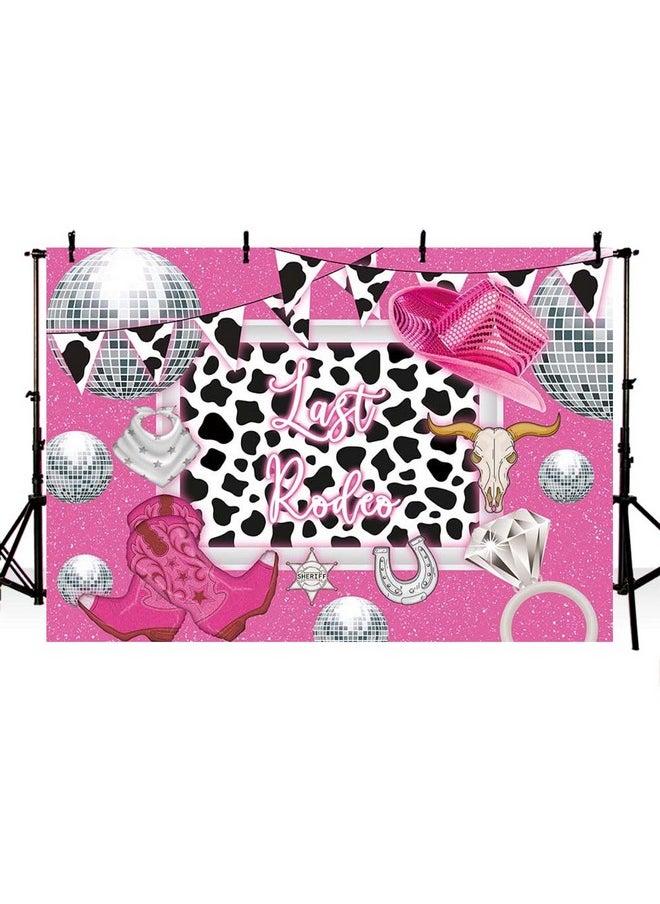 MEHOFOND Disco Cowgirl Bachelorette Party Backdrop Brides Last Rodeo Bachelorette Party Decorations Hoe Down Western Bridal Shower Background Party Supplies Cake Table Photo Banner Props 7X5Ft  - Image 3