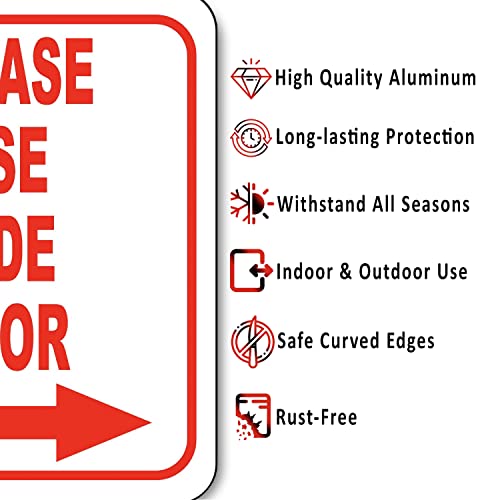 Work House Signs Please Use Side Door - Outdoor Aluminum Sign - Right Arrow - Home or Office Sign - 8.5" X 10" - Image 2