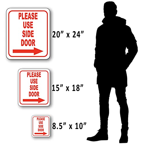 Work House Signs Please Use Side Door - Outdoor Aluminum Sign - Right Arrow - Home or Office Sign - 8.5" X 10" - Image 4