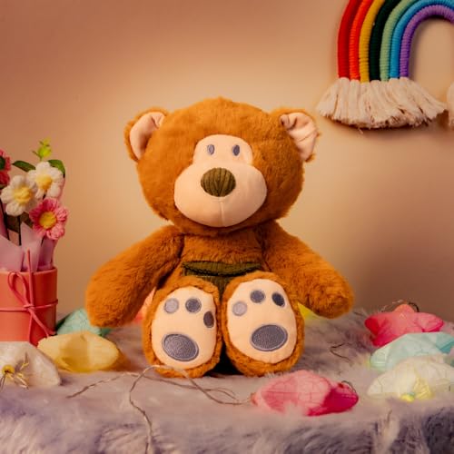 Mirada Cute Huggable Brown Bear with Pocket Plush Soft Toy | Dressed Stuffed Teddy for Baby Girls & Kids | Cute, Washable & Snuggly Gift for Raksha Bandhan/Birthday/Festivals - 25cm - Image 1