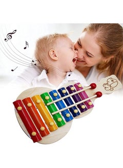 Generic Wooden Xylophone Toy for Kids Musical Toy with 8 Notes| Musical Toy 2 Sticks for Kids/Toddlers/Boys/Girls/Babies .First Musical Sound Instrument Toy Multi Colour  - Image 3